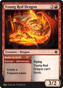 Jeune dragon rouge<br>Baigner d'ans l'or - 